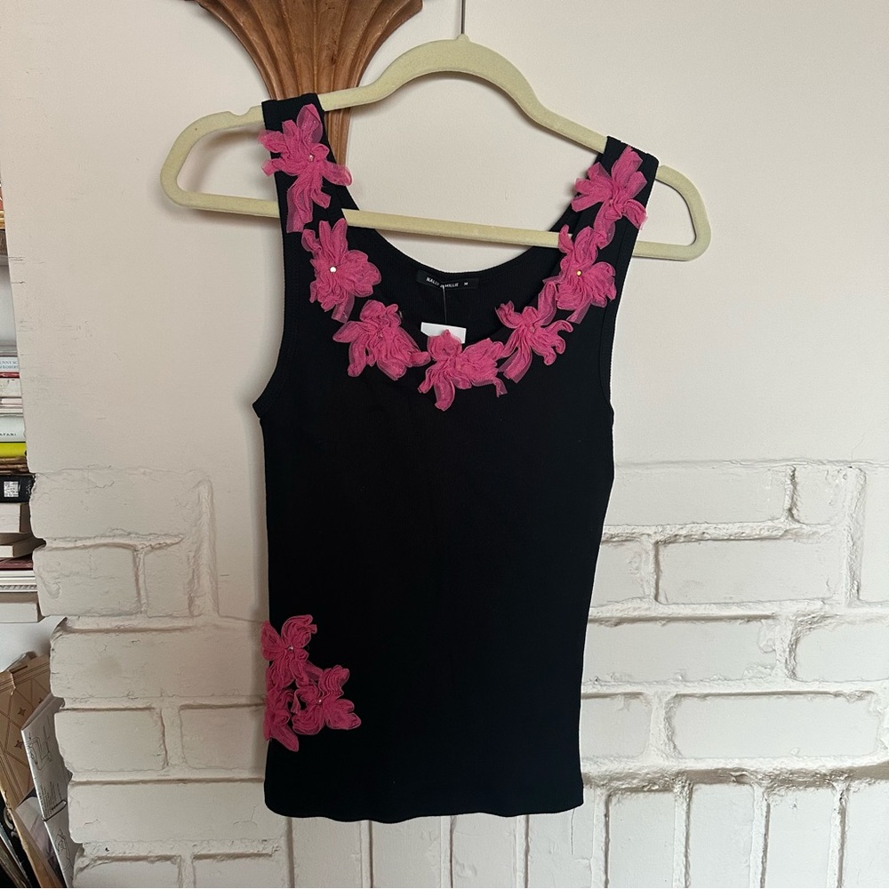 90s pink floral mesh tank